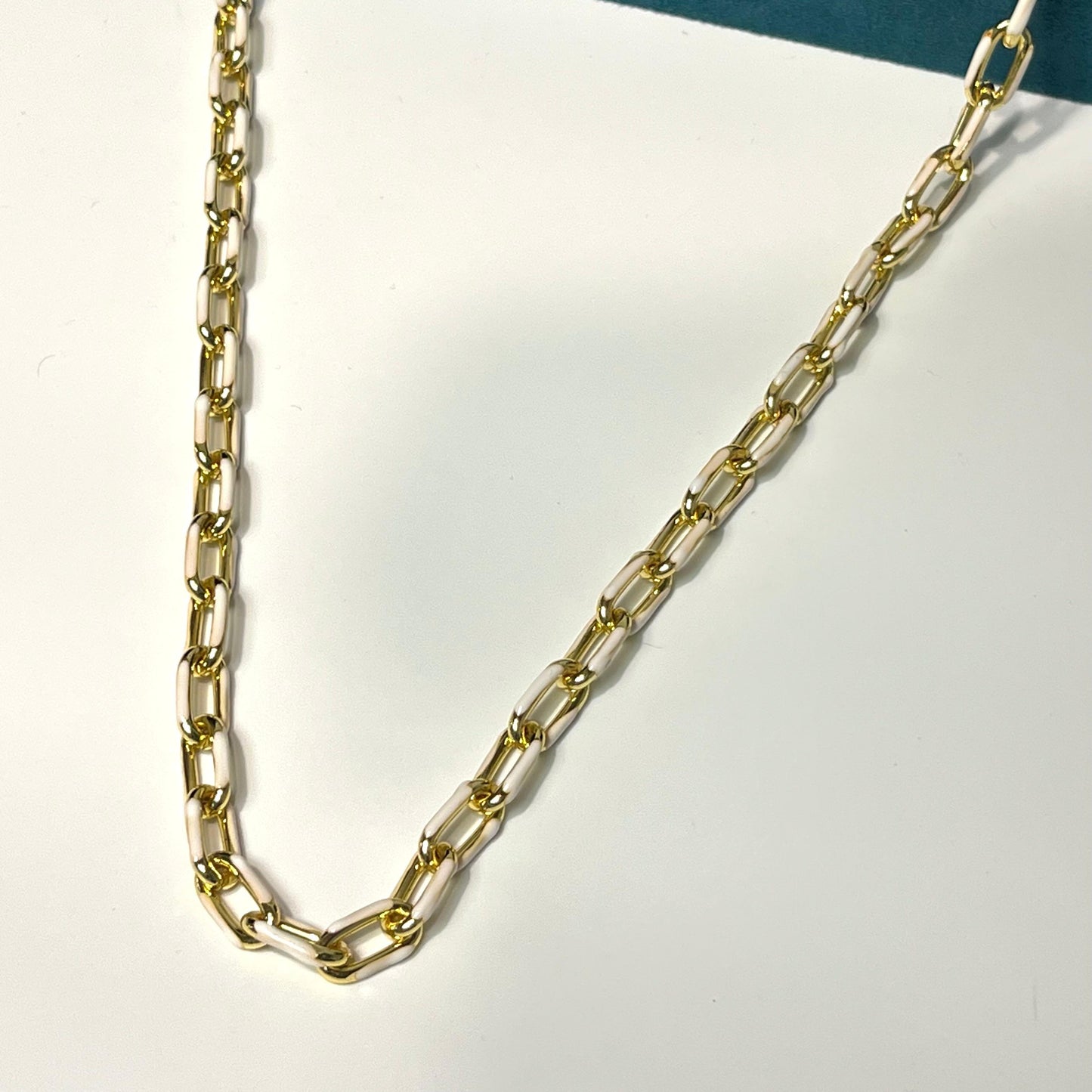 White Gold Enamel Chain