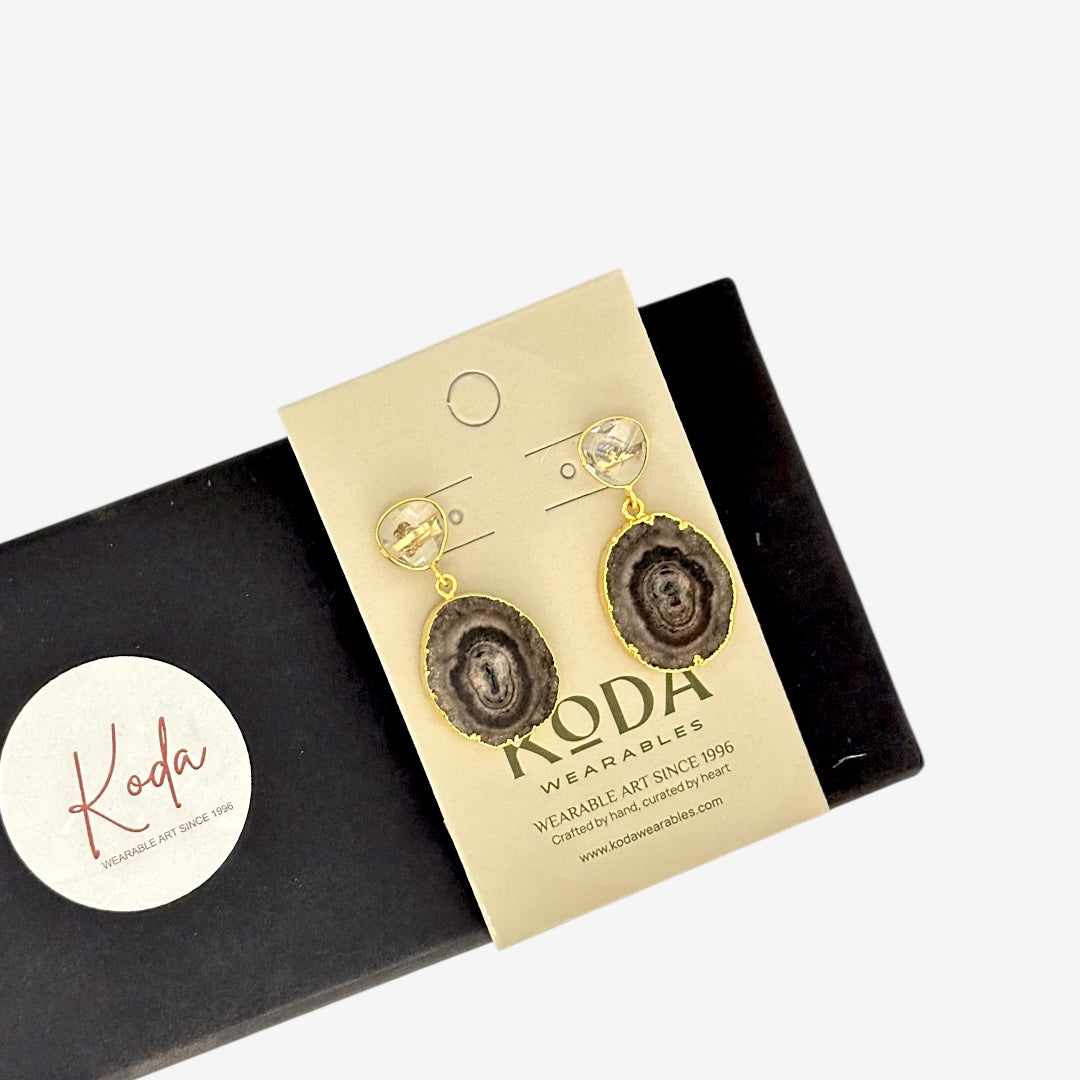 SOLAR QUARTZ DANGLE EARRINGS