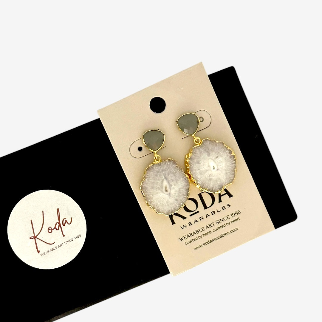 SOLAR QUARTZ DANGLE EARRINGS