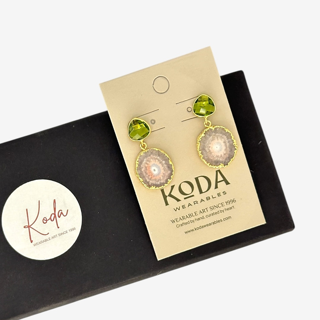 SOLAR QUARTZ DANGLE EARRINGS