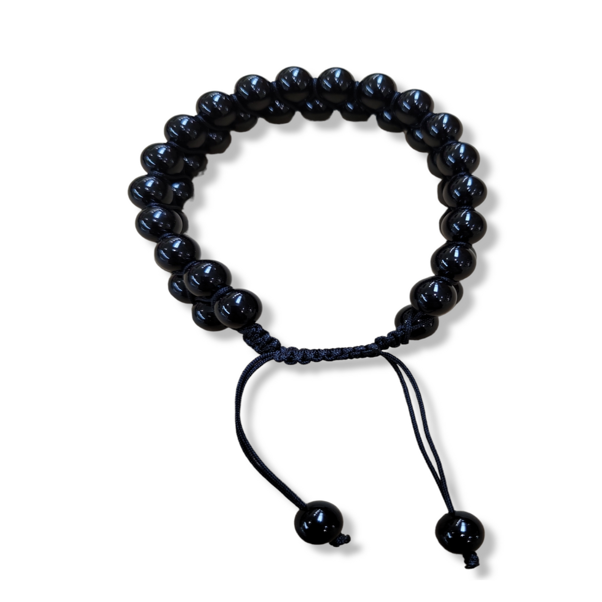 Black Onyx Double Line Adjustable Bracelets, 10mm and 8mm Stretch Bracelets, Unisex