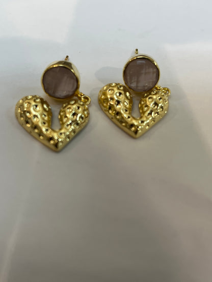 Stone Heart Earrings