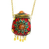Red with gold bead