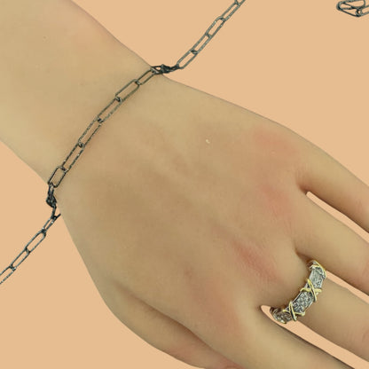 Buy Black Sterling Silver Hammered Paperclip Chain Online