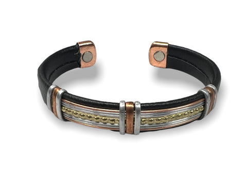Copper Healing Bracelet | Copper and Leather Bracelet | Magnetic Cuff Bracelet (MLB6)