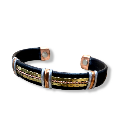 Copper Healing Bracelet | Copper and Leather Bracelet | Magnetic Cuff Bracelet (MLB3)