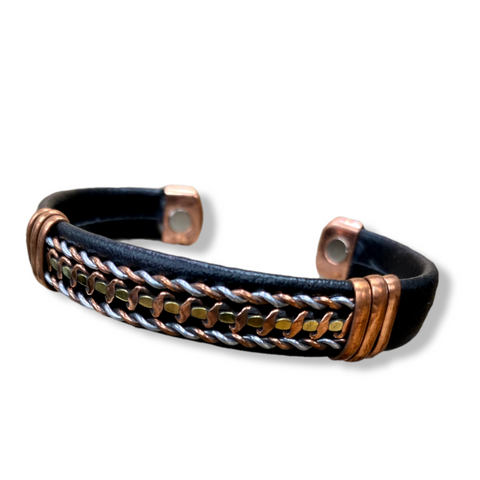 Copper Healing Bracelet | Copper and Leather Bracelet | Magnetic Cuff Bracelet (MLB1)