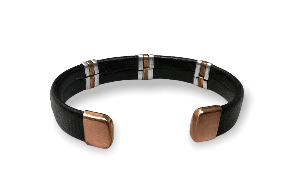 Copper Healing Bracelet | Copper and Leather Bracelet | Magnetic Cuff Bracelet (MLB5)