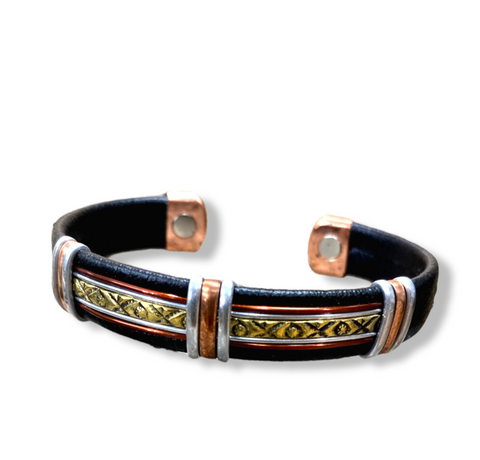 Copper Healing Bracelet | Copper and Leather Bracelet | Magnetic Cuff Bracelet (MLB2)