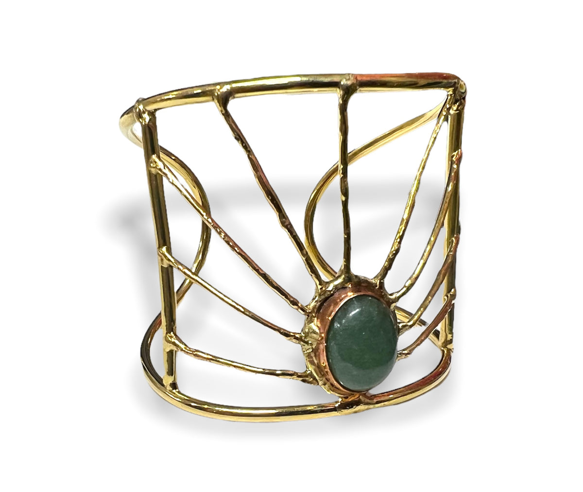 Red Aventurine and Green Jade Bracelet | Stone Bracelet | Brass and Copper Bracelet | Handmade | Multiple Options