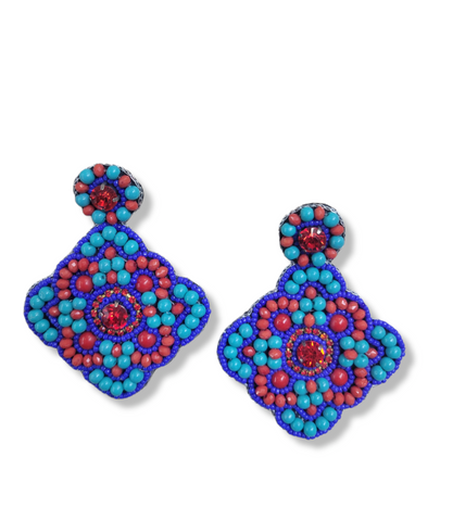 Handmade Beaded colorful geometric Earring
