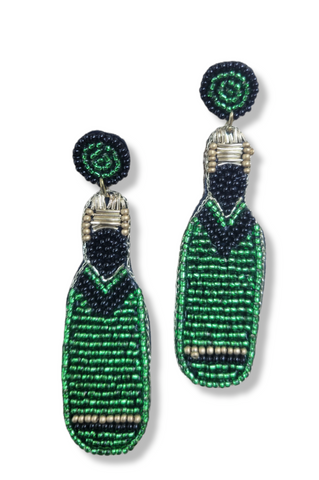 Handmade Beaded Green Champaign Earring