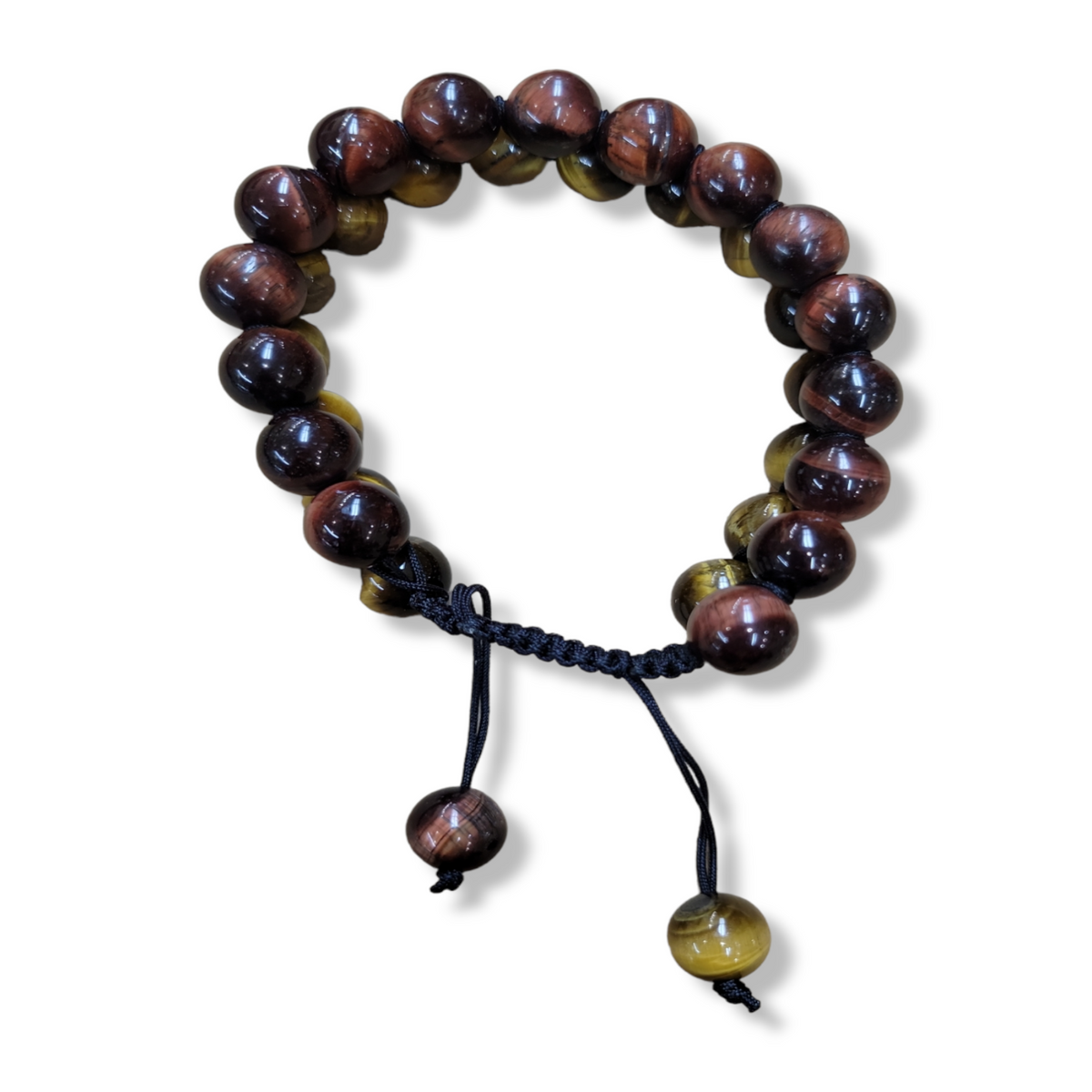 Brown and Red Tiger Eye Melody Double Line Adjustable Bracelets, 10mm and 8mm Stretch Bracelets, Unisex